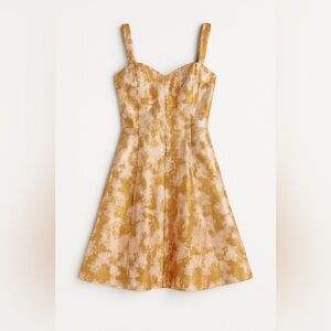 Tanya Taylor ochre ballet pink sleeveless mini dress floral jacquard